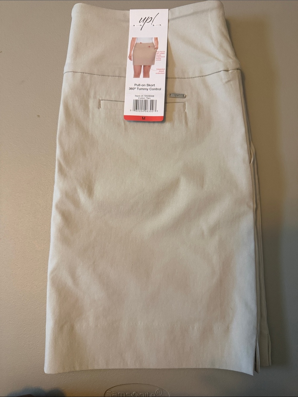 Up! Beige Pull-On Mini Skort with Tummy Control-M